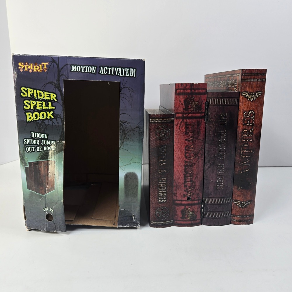 Spirit Halloween Spider Spell Book Brown Motion Activated Animatronic Prop Decor
